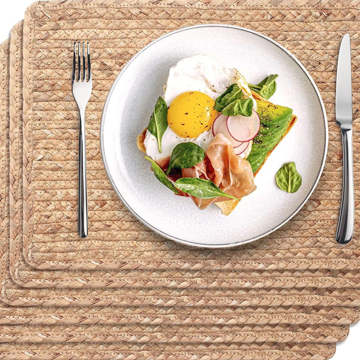 Boho Wicker Placemats for Dining Table
