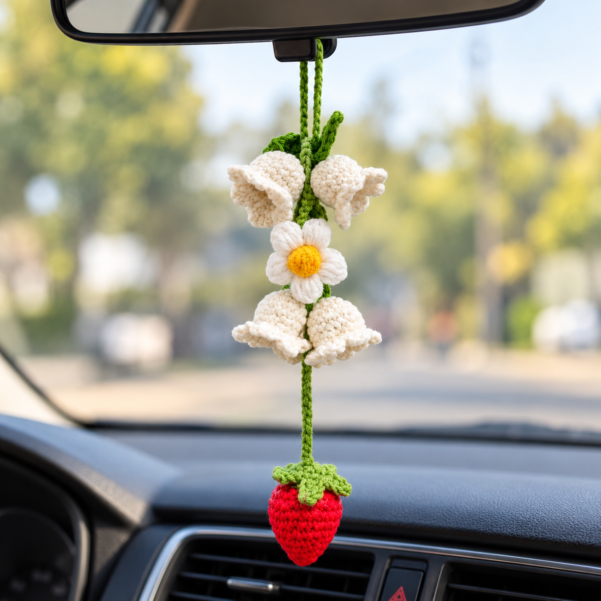 Handmade Crochet Car Hanging Ornament – Cute Knitted Car Decor
