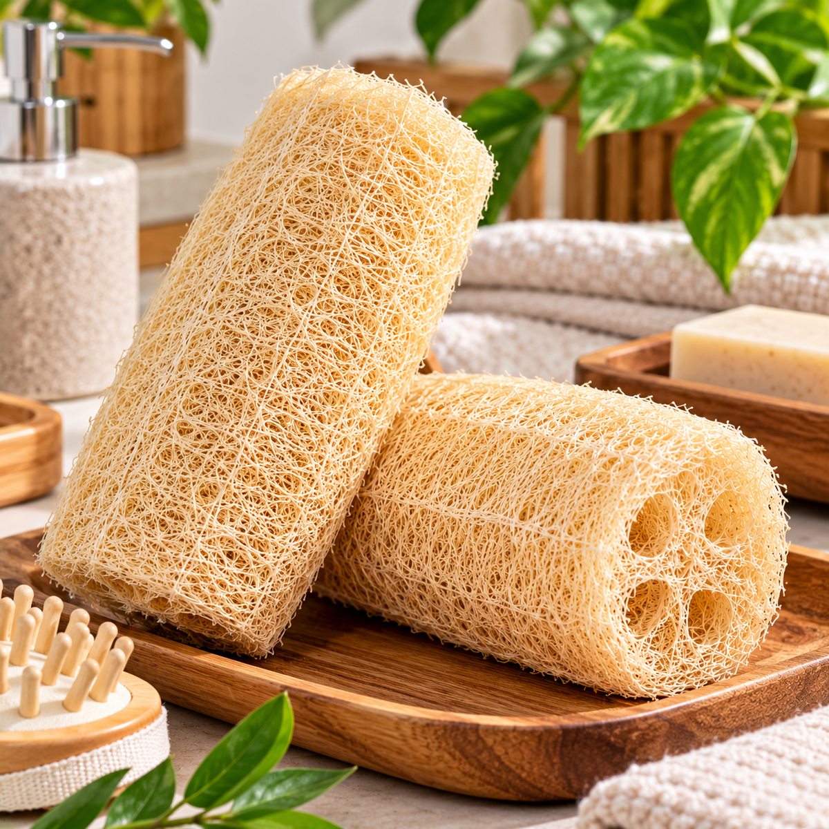 Natural Luffa Body Scrubber – Plant-Based Exfoliating Bath Sponge