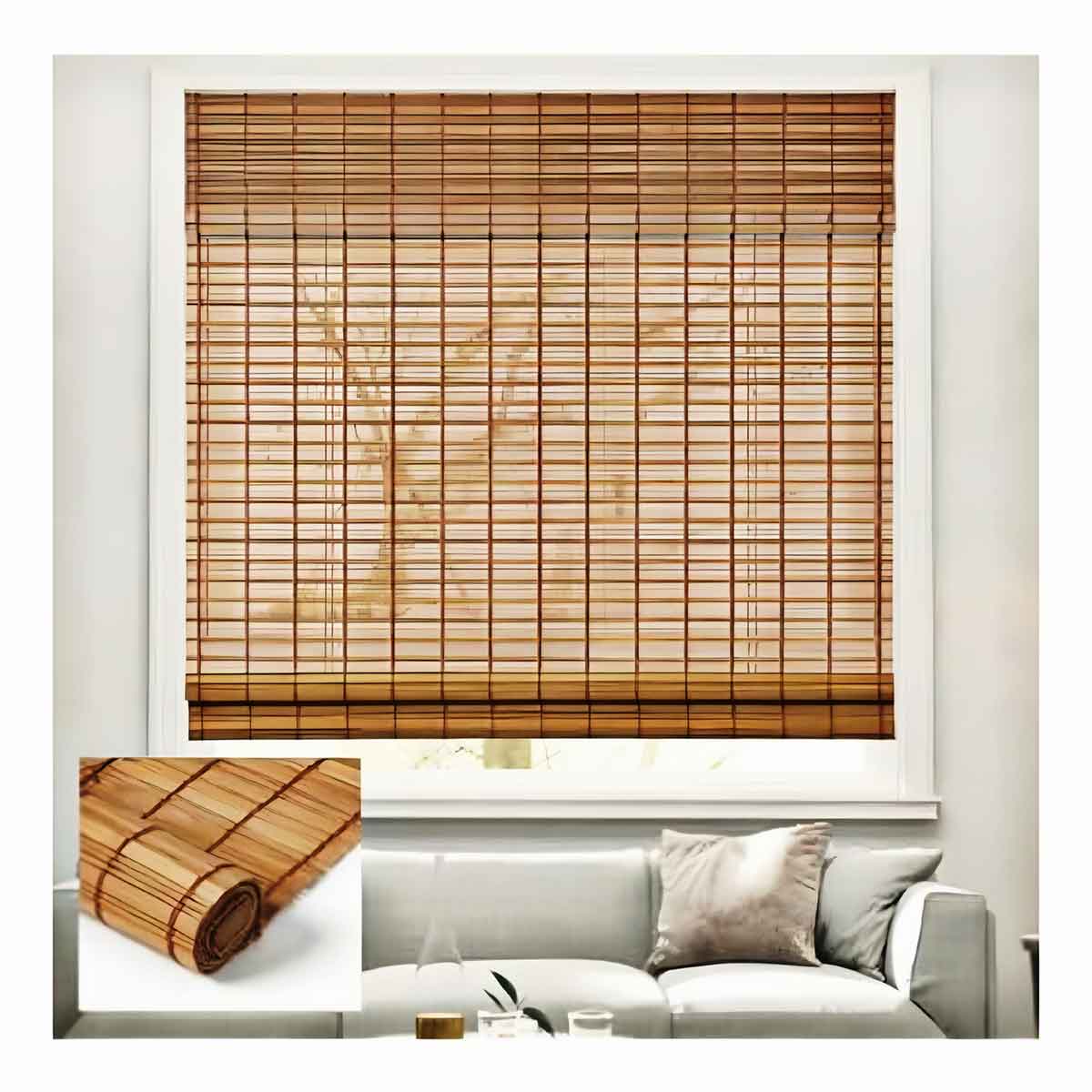 Natural Bamboo Roll-Up Window Blind