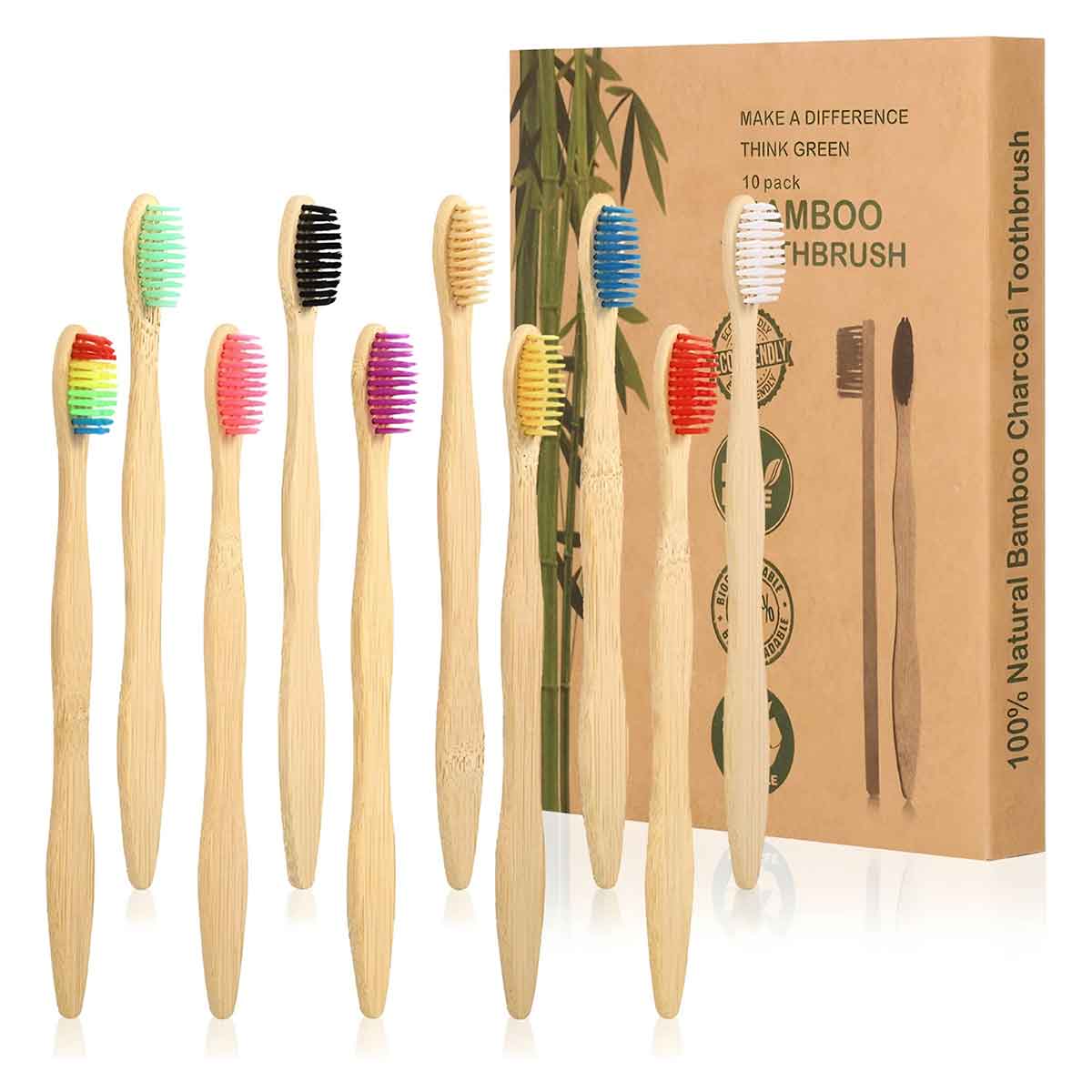 100% Natural Bamboo Toothbrush Set