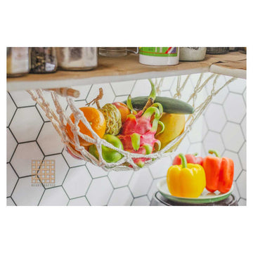 Macrame Fruit And Veggie Hammock, Macrame Fruit Basket Holder