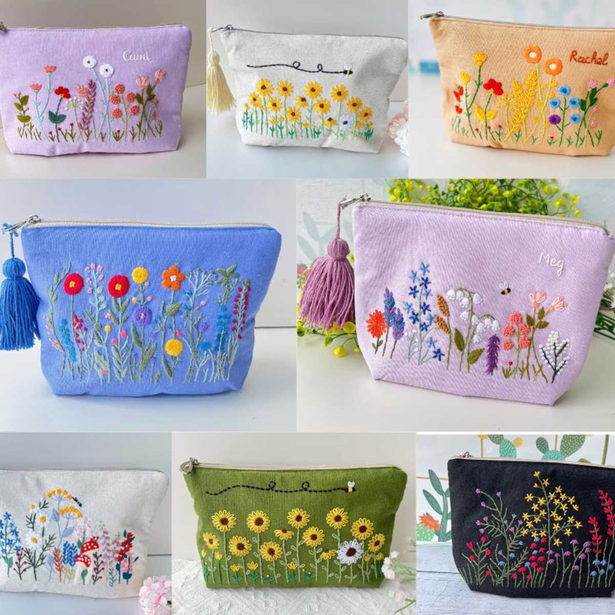 Hand Embroidered Cosmetic Bag