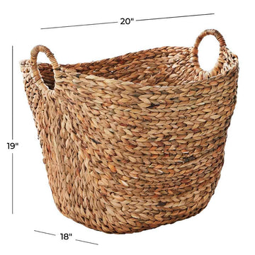 Handwoven Seagrass Storage Basket with Handles