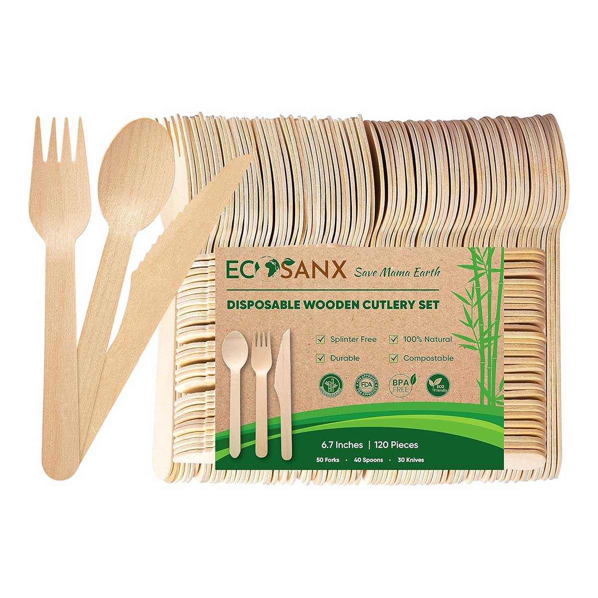 Natural Bamboo Utensils set for picnic