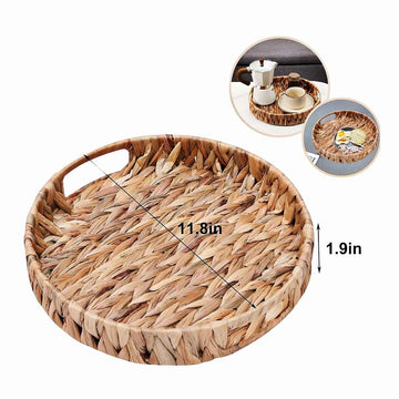 Handwoven Water Hyacinth Wicker Serving Tray